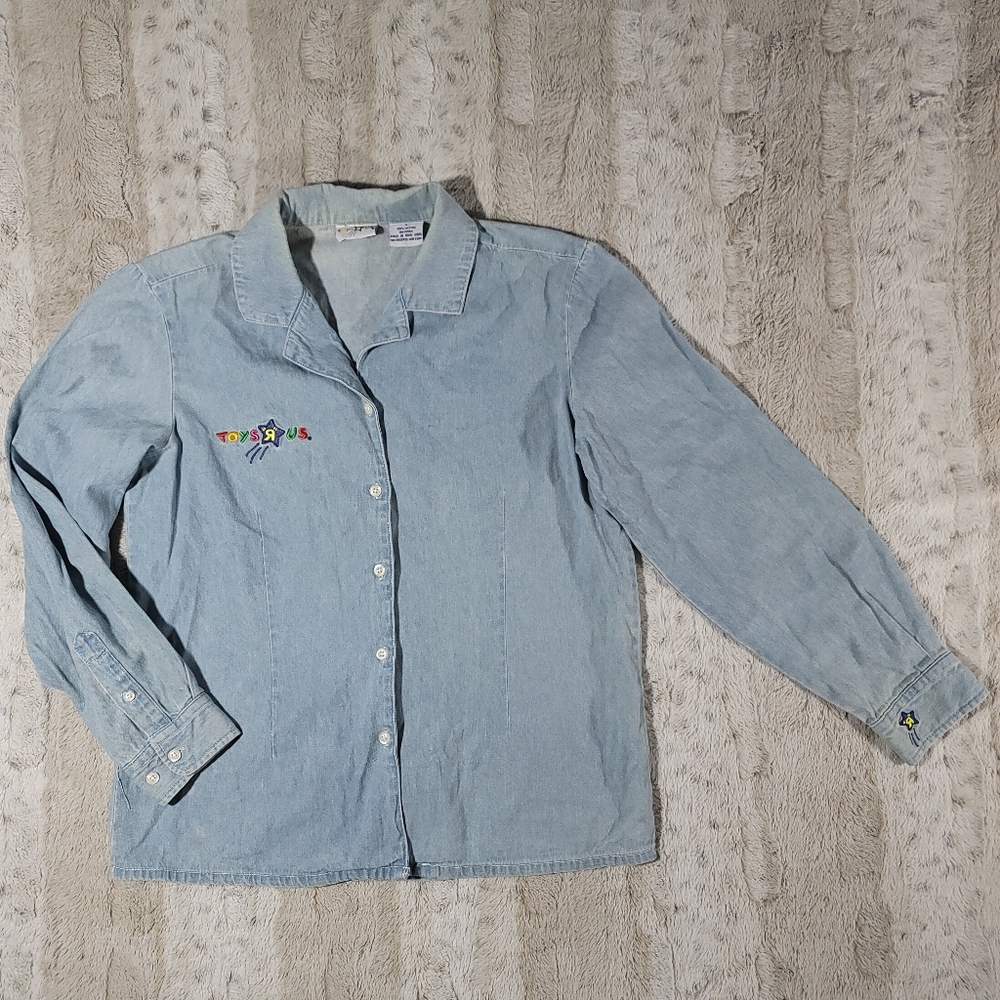 Toys R Us Button Up Shirt Small Denim Vintage Employee Manager TRU